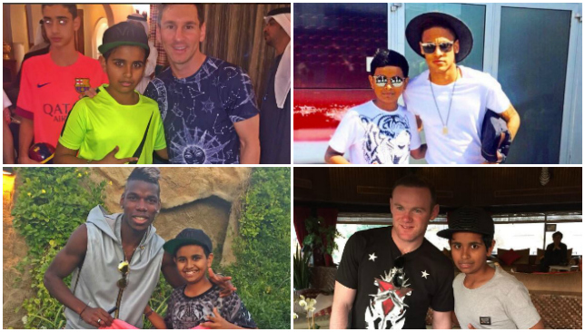 Rashed with Messi, Neymar, Pogba and Rooney.