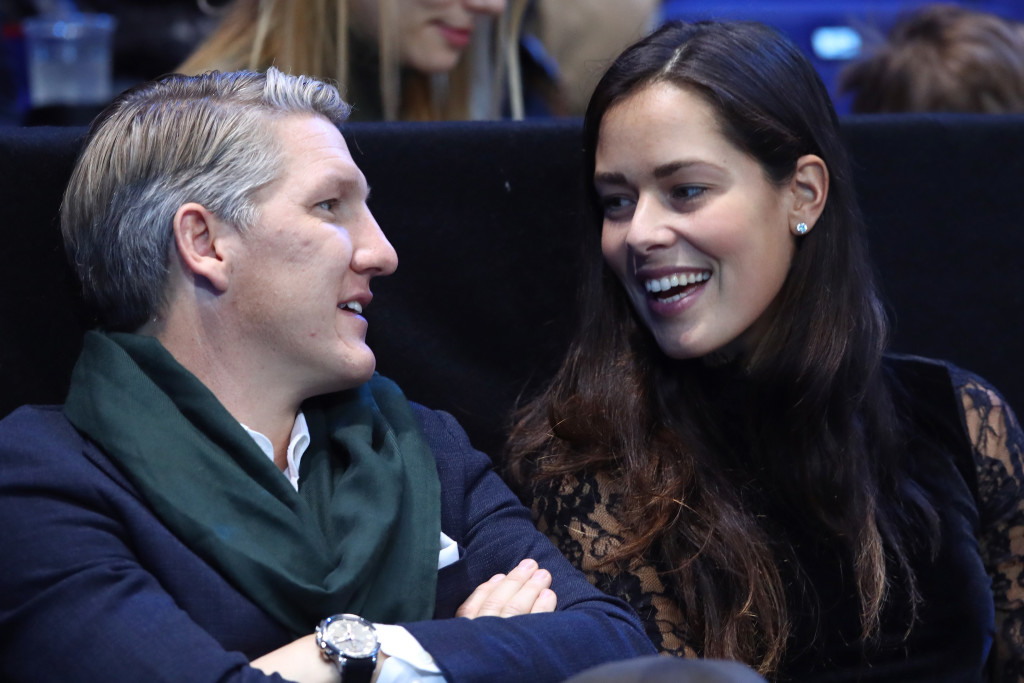 LONDON, ENGLAND - NOVEMBER 20: (L-R) Bastian Schweinsteiger and Ana Ivanovic attend the Singles Final between Novak Djokovic of Serbia and Andy Murray of Great Britain at the O2 Arena on November 20, 2016 in London, England. (Photo by Clive Brunskill/Getty Images)
