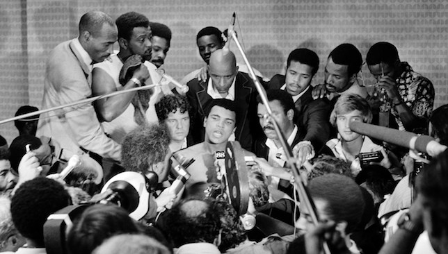 Captivating: Ali holds a crowd after the 'Rumble in the Jungle' vs. Foreman.
