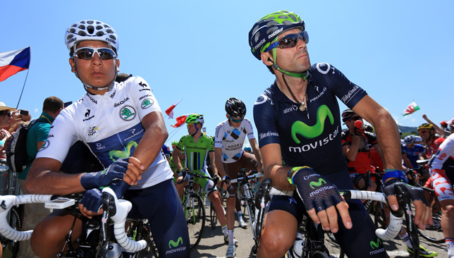 Quintana with teammate Alejandro Valverde who finished 3rd in the Tour last year.