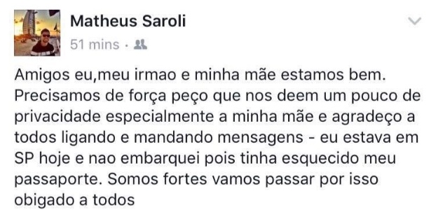 Saroli's Facebook post.