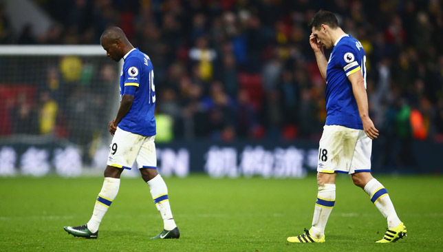 Everton players after their defeat to Watford.
