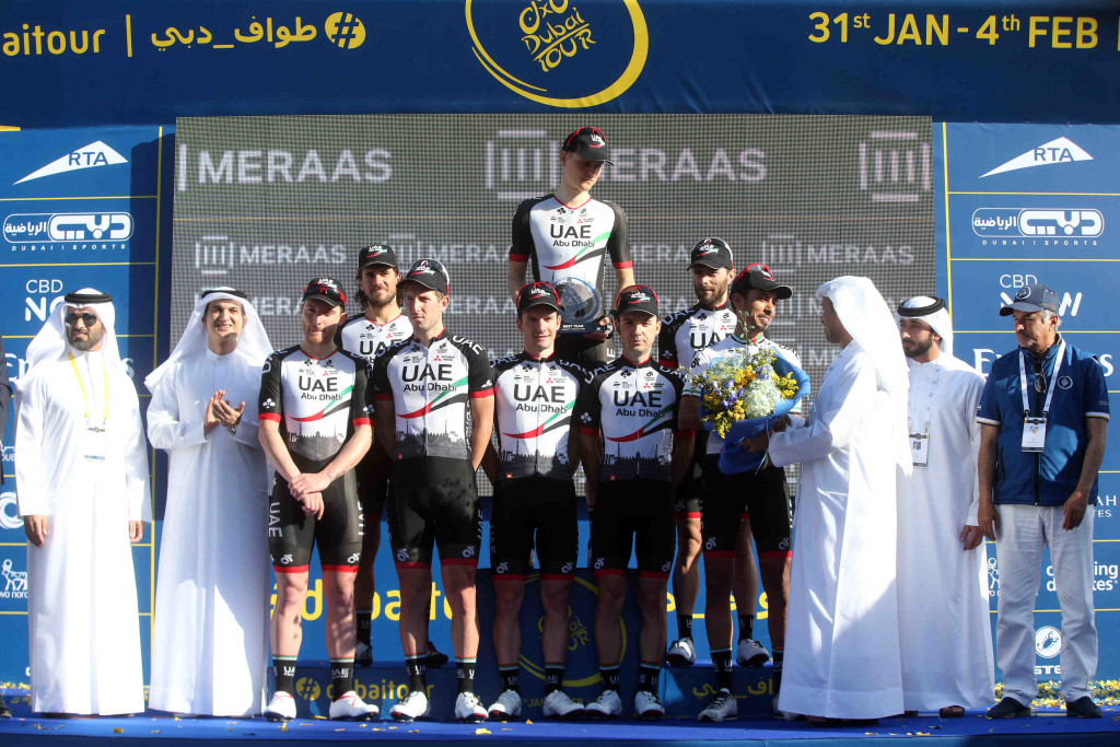 UAE Abu Dhabi won the Team Classification at the 2017 Dubai Tour (ANSA / MATTEO BAZZI)