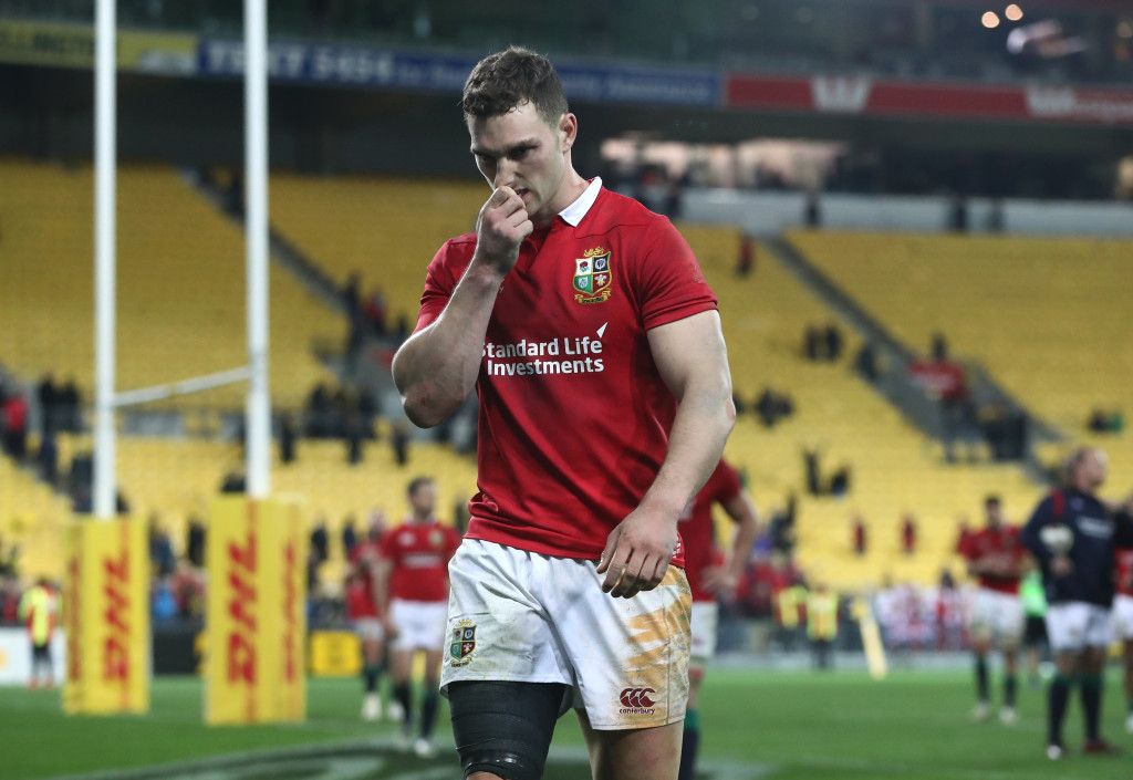 WELLINGTON, NEW ZEALAND - JUNE 27: A dejected George North of the Lions walks off the pitch following the 31-31 draw during the 2017 British & Irish Lions tour match between the Hurricanes and the British & Irish Lions at the Westpac Stadium on June 27, 2017 in Wellington, New Zealand. (Photo by David Rogers/Getty Images)