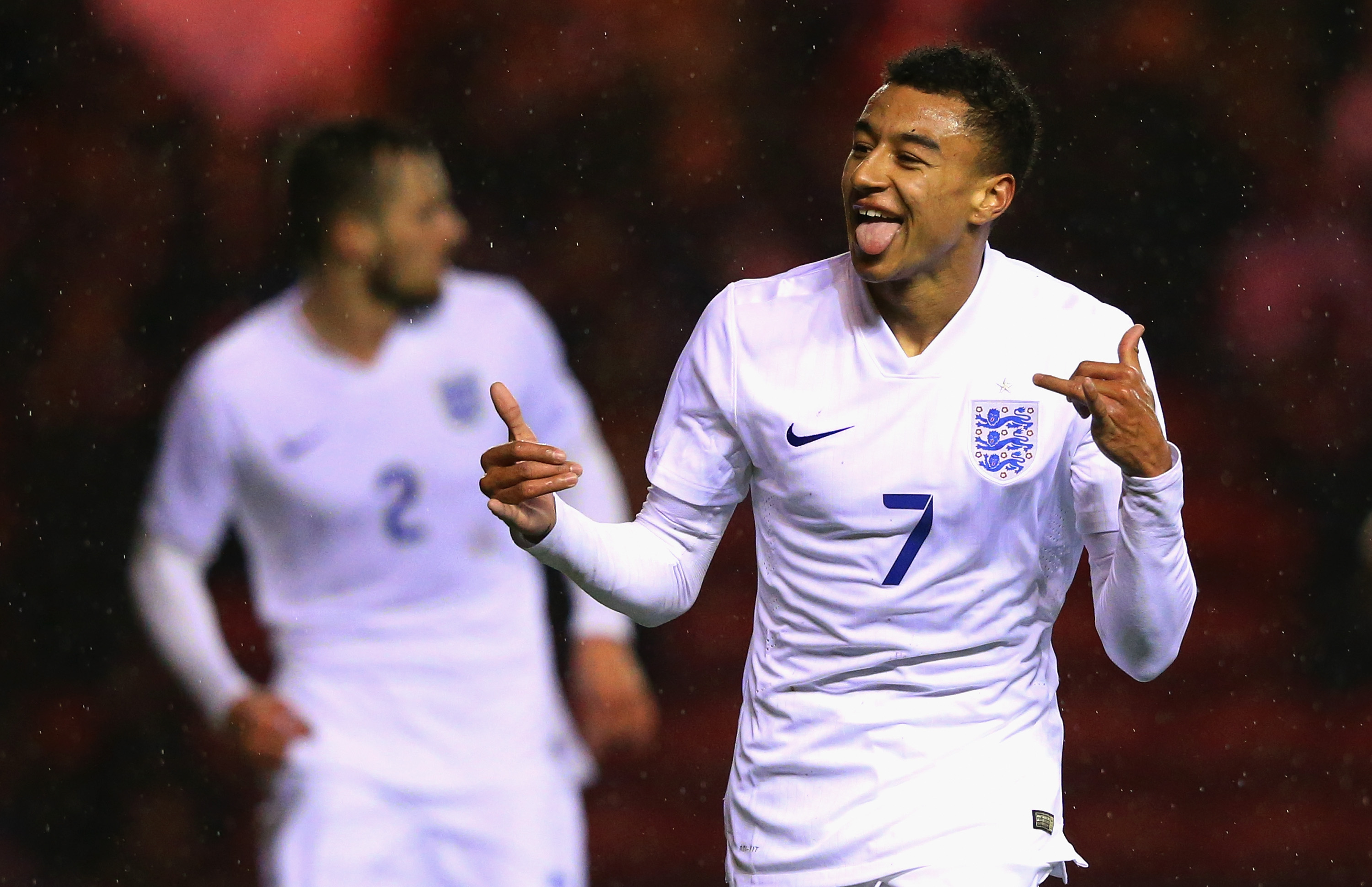 MIDDLESBROUGH, ENGLAND - MARCH 30: Jesse Lingard of England celebrates after scoring their first goal during the international friendly between England Under 21 and Germany Under 21 at Riverside Stadium on March 30, 2015 in Middlesbrough, England. (Photo by Alex Livesey/Getty Images)