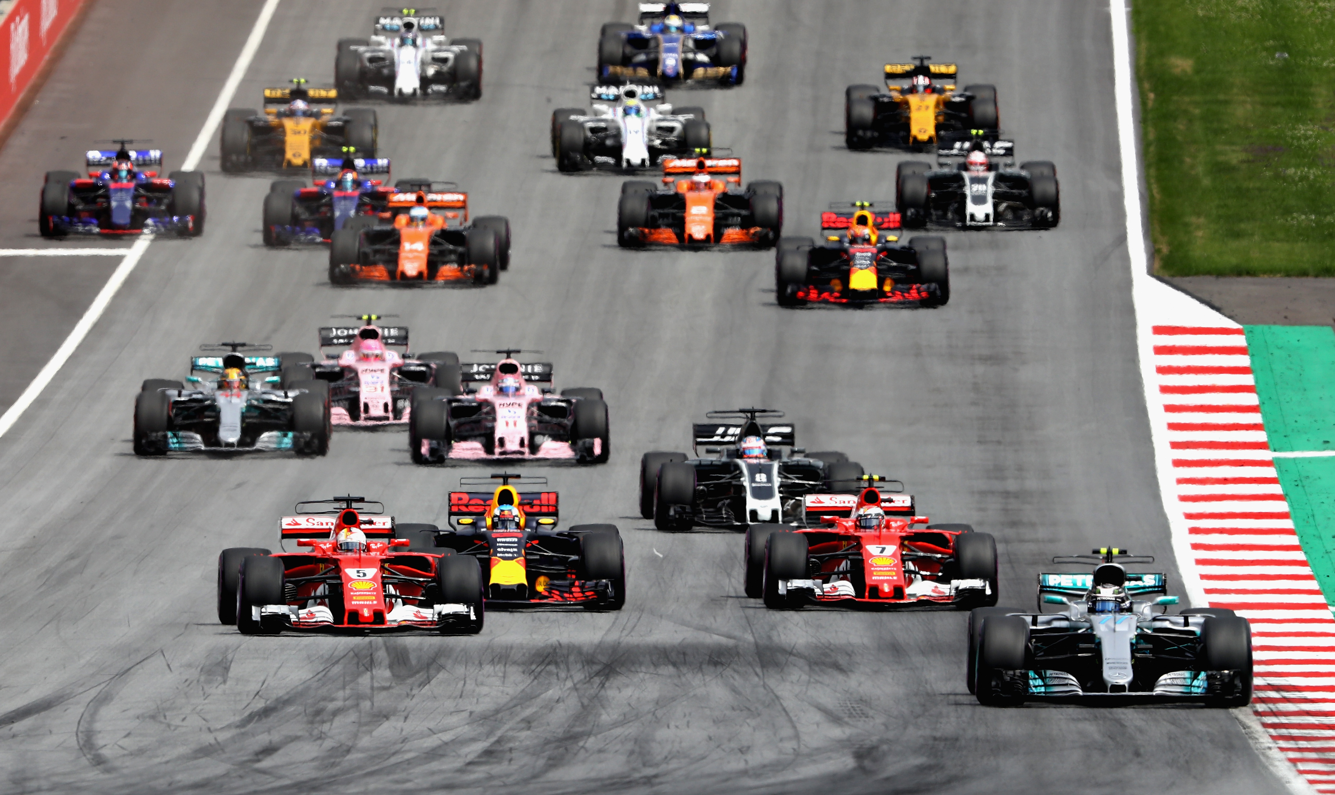 Bottas leads the field during the Austrian Grand Prix.