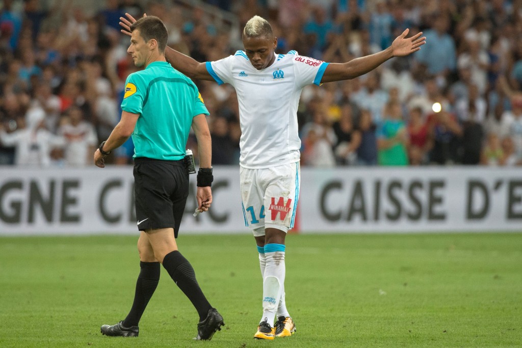 Clinton Njie celebrates scoring for Marseille