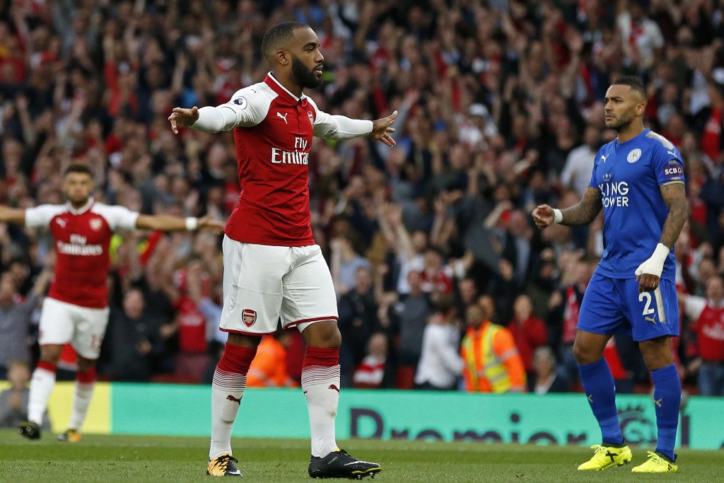 Lacazette celebrates his Arsenal opener