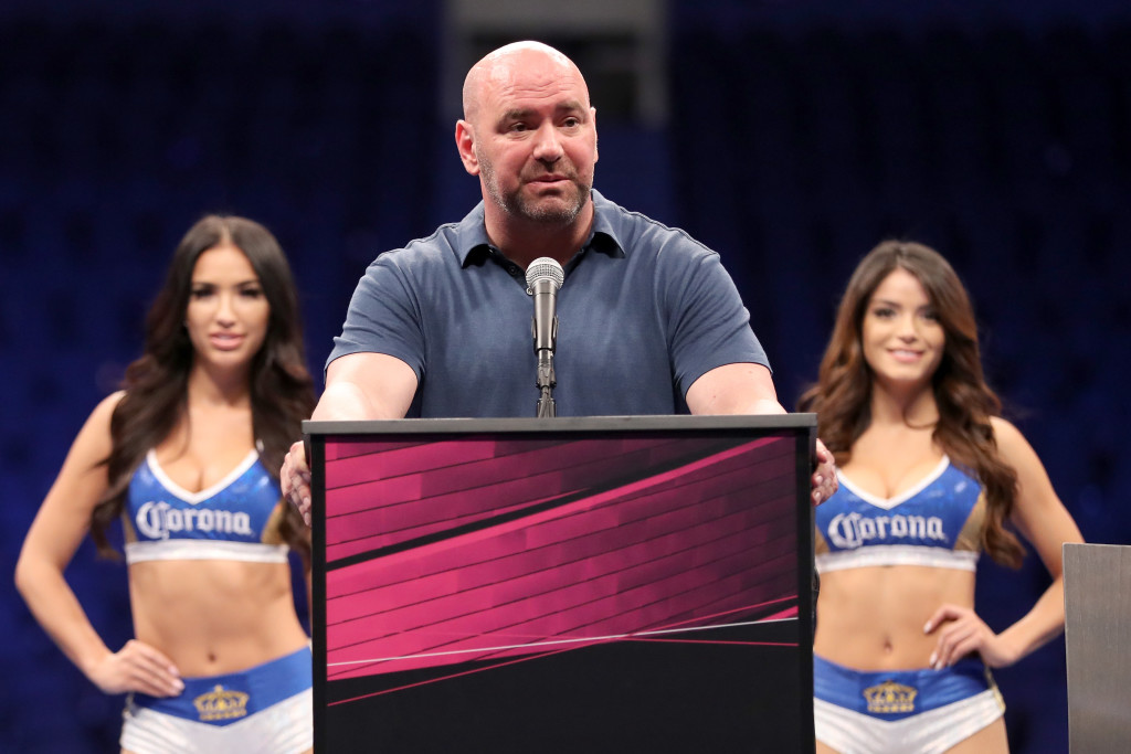 Dana White speaks to the press after the fight
