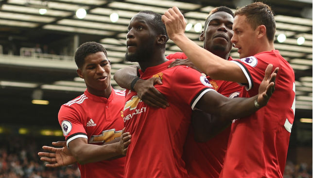 Romelu Lukaku celebrates with his team-mates.