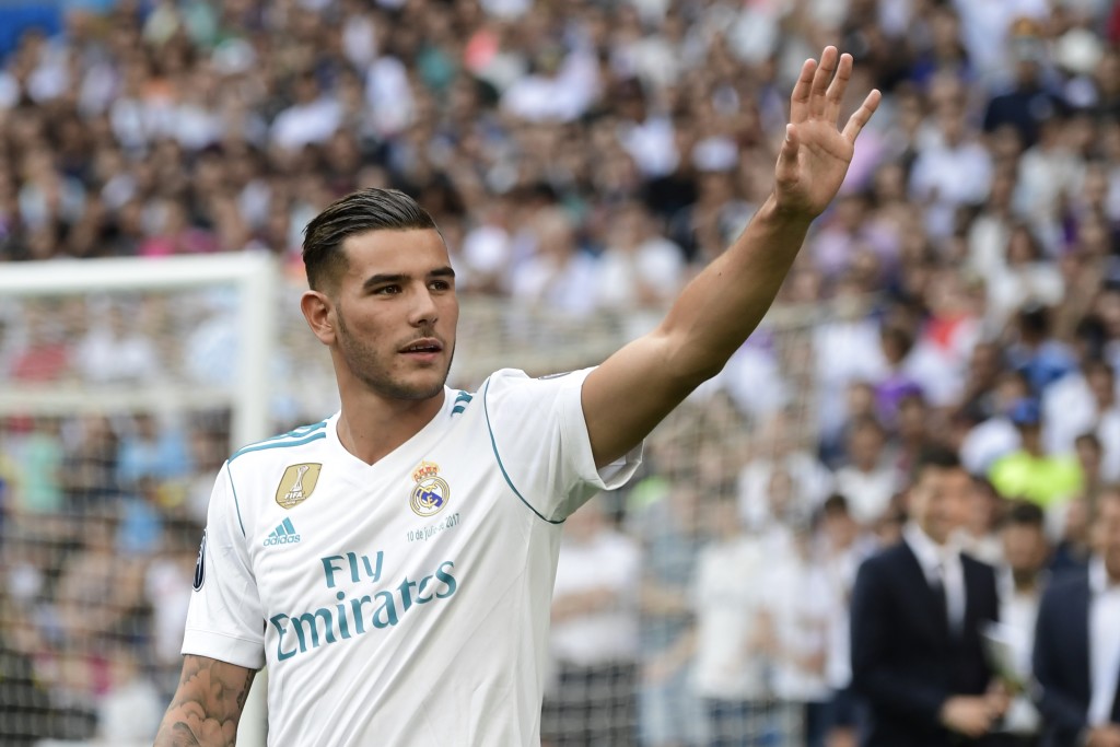 Theo Hernandez during his presentation for Real Madrid
