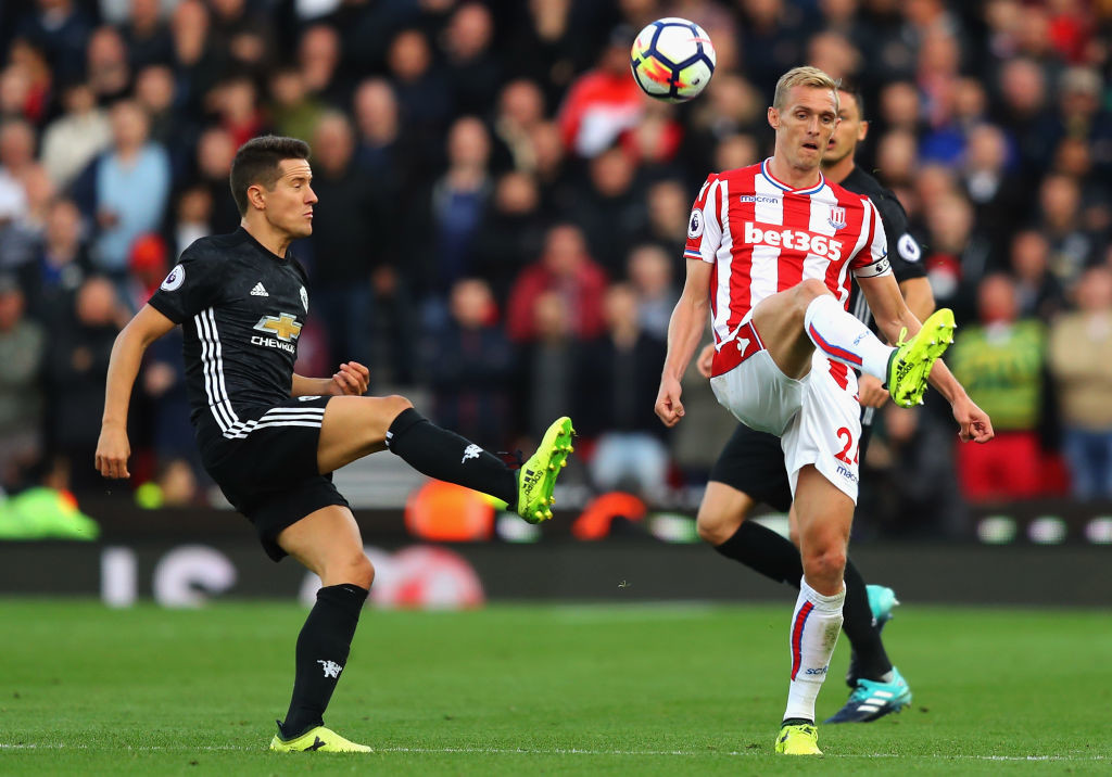 Herrera and Manchester United were held to a 2-2 draw by Stoke City.