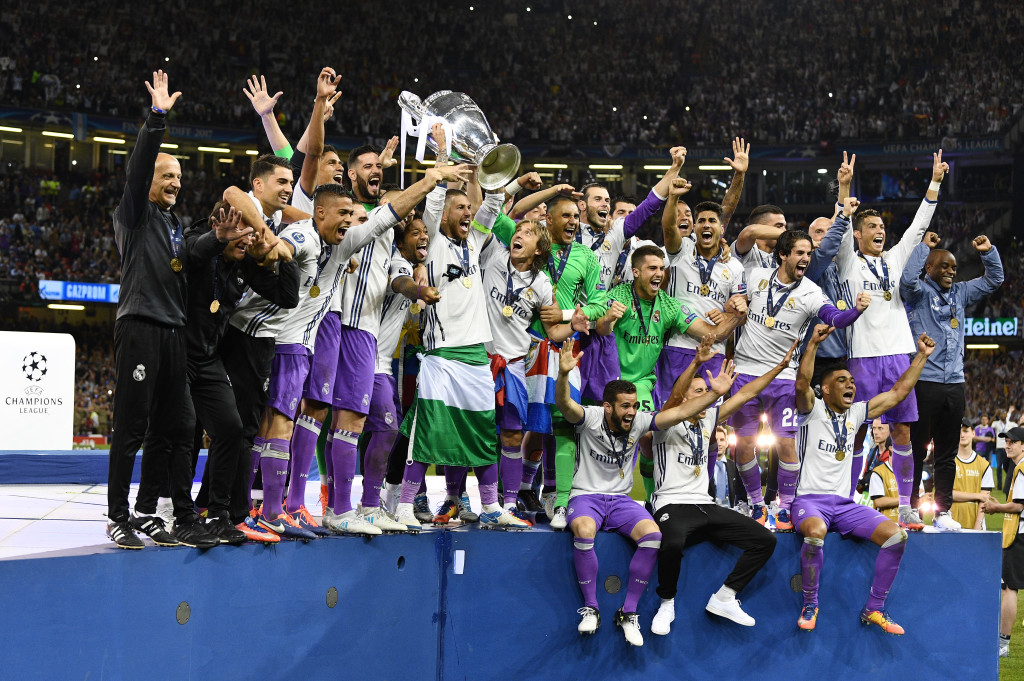 Real Madrid celebrate last season's Champions League triumph