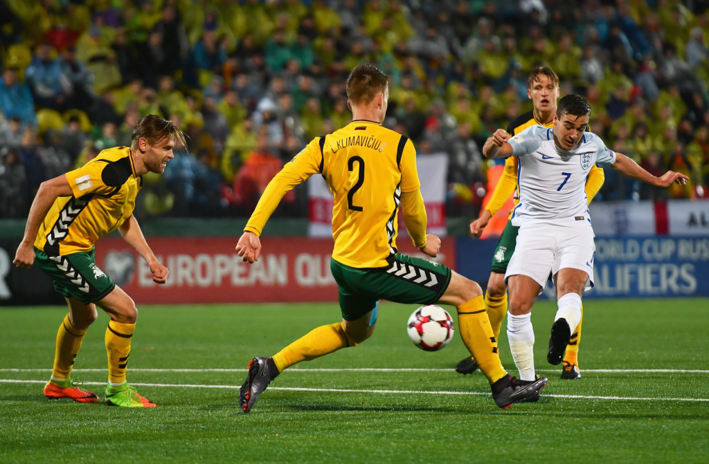 Harry Winks in action for England against Lithuania 