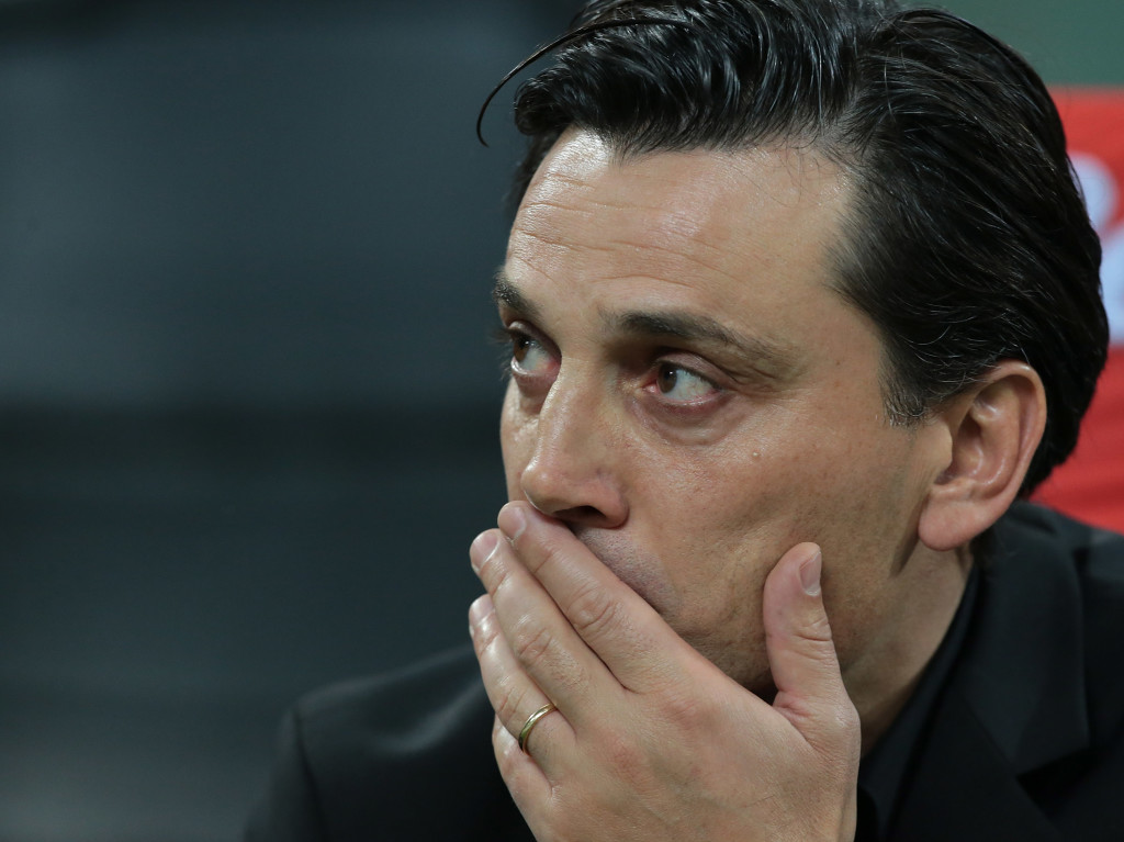 A disheartened Vincenzo Montella after the defeat to Inter