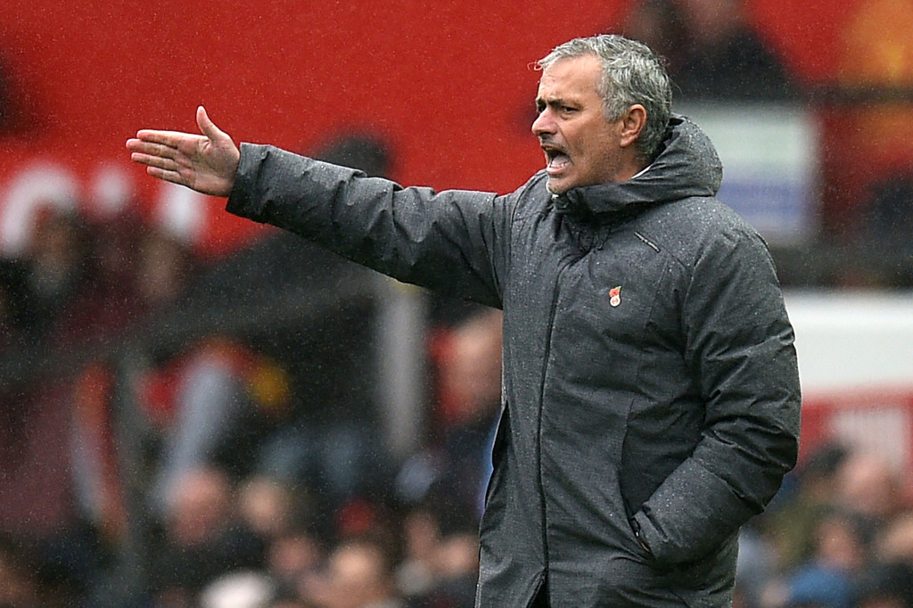 Mourinho gestures during his side's 1-0 win over Spurs