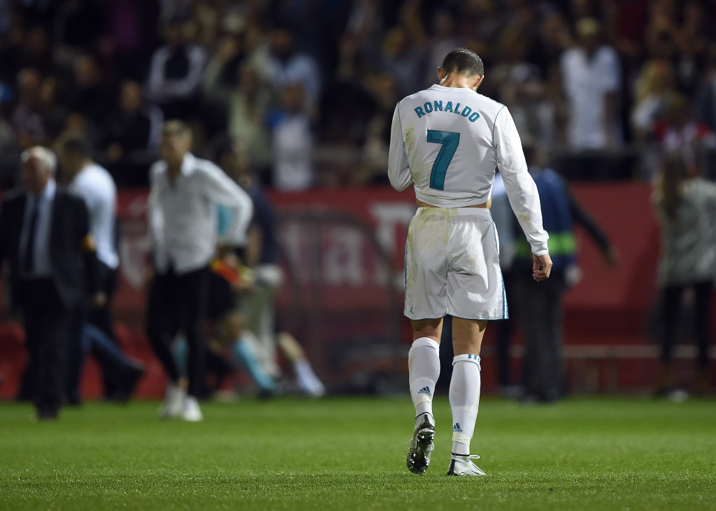 A dejected Ronaldo after Girona's second goal