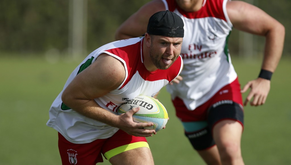 Ben Bolger in UAE training ahead of the Asia Rugby Championship in April