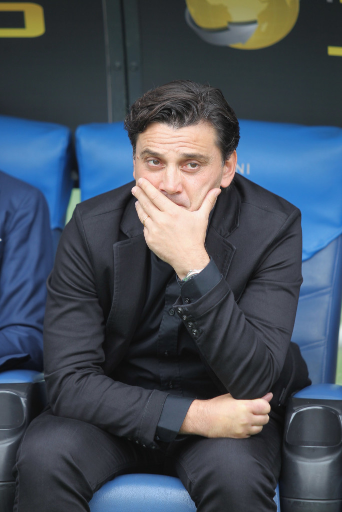 Montella cut a dejected figure on the Milan bench as Lazio thrashed his side.