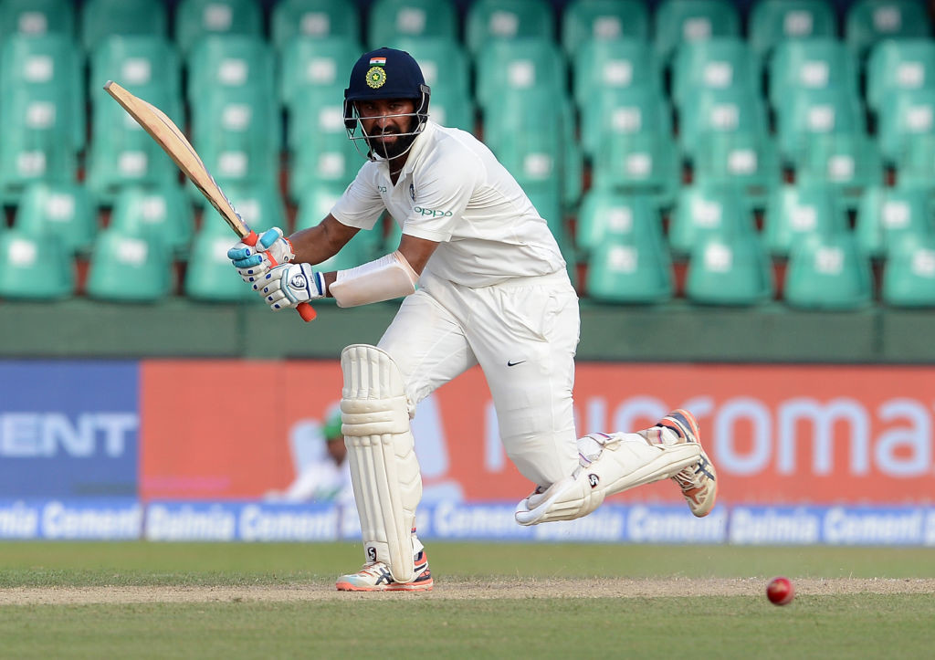 Pujara reached his half-century but departed soon after.