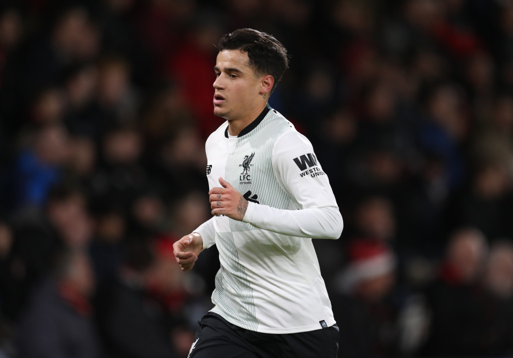 BOURNEMOUTH, ENGLAND - DECEMBER 17: Philippe Coutinho of Liverpool during the Premier League match between AFC Bournemouth and Liverpool at Vitality Stadium on December 17, 2017 in Bournemouth, England. (Photo by Catherine Ivill/Getty Images)