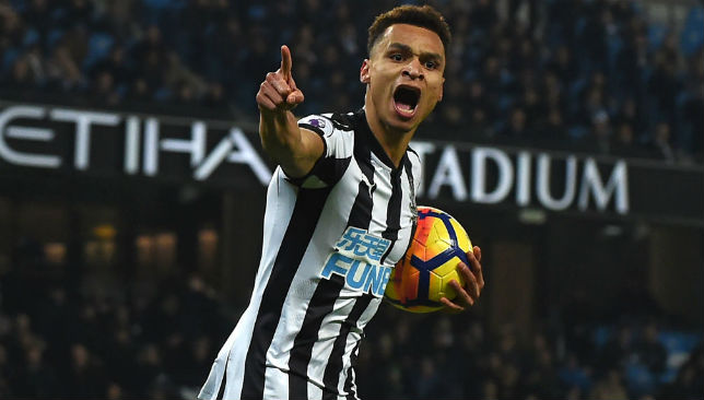 Jacob Murphy celebrates after scoring Newcastle's only goal.