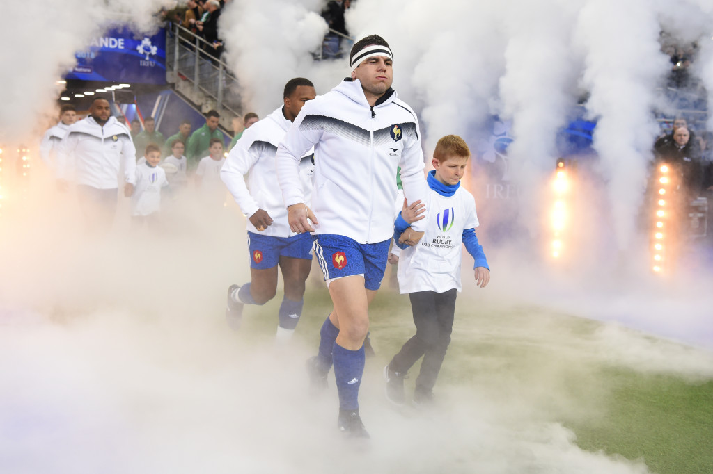 Guilhem Guirado of France leads his team out against Ireland
