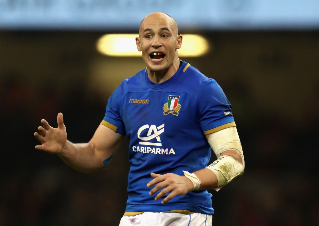 CARDIFF, WALES - MARCH 11: Sergio Parisse of Italy looks on during the NatWest Six Nations match between Wales and Italy at the Principality Stadium on March 11, 2018 in Cardiff, Wales. (Photo by David Rogers/Getty Images)