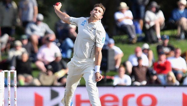 In fine form: Tim Southee took 5-60 on day one.