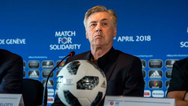Carlo Ancelotti looks on