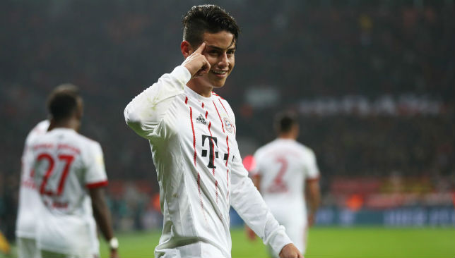 James Rodriguez of Bayern Muenchen celebrates