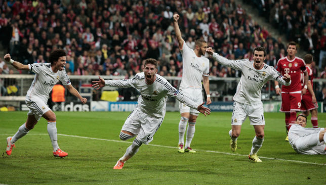 Sergio Ramos celebrates a goal.