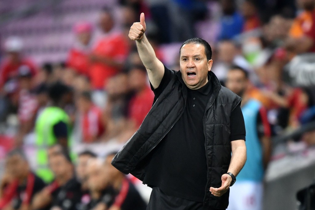 Tunisia's head coach Nabil Maaloul reacts during a football match between Tunisia and Turkey at the Stade de Geneve stadium in Geneva on June 1, 2018. (Photo by Fabrice COFFRINI / AFP) (Photo credit should read FABRICE COFFRINI/AFP/Getty Images)