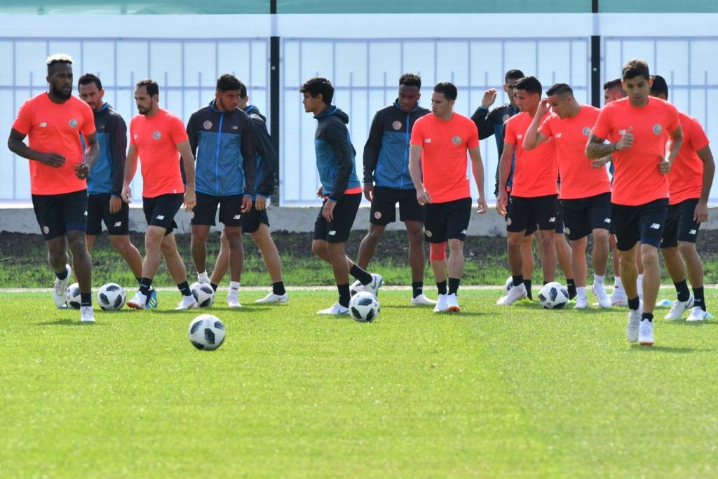 Costa Rica's players take part in a training session at Olimpiyets Stadium in Saint Petersburg on June 13, 2018, ahead of the Russia 2018 World Cup football tournament. (Photo by Giuseppe CACACE / AFP) (Photo credit should read GIUSEPPE CACACE/AFP/Getty Images)