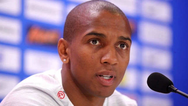 Ashley Young speaks to the media