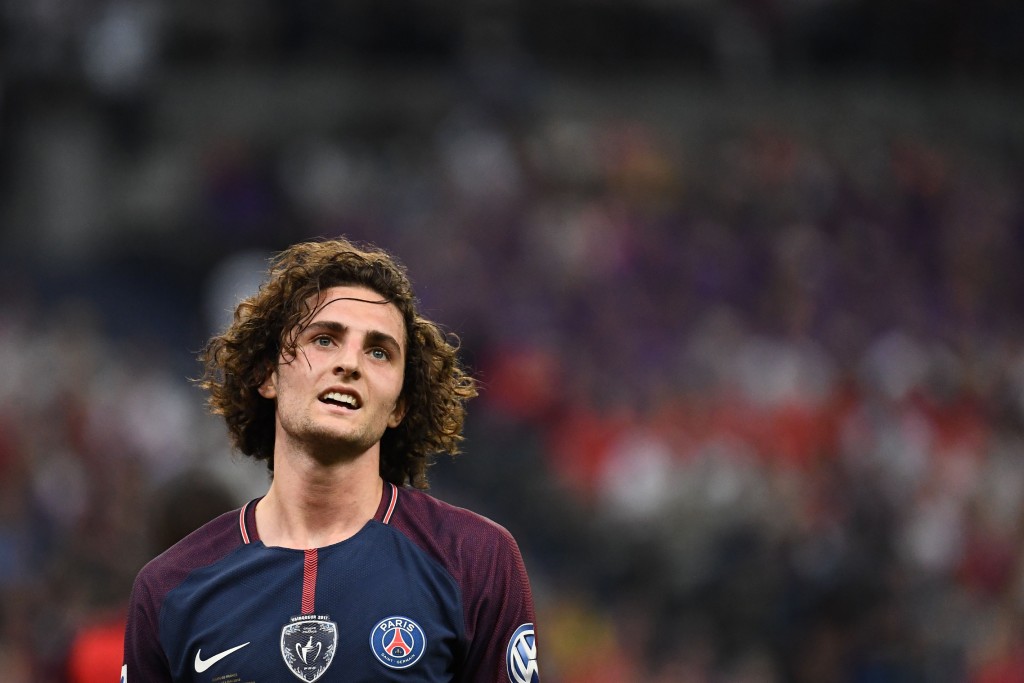 Paris Saint-Germain's French midfielder Adrien Rabiot is pictured during the French Cup final football match between Les Herbiers and Paris Saint-Germain (PSG), on May 8, 2018 at the Stade de France in Saint-Denis, outside Paris. (Photo by FRANCK FIFE / AFP) (Photo credit should read FRANCK FIFE/AFP/Getty Images)