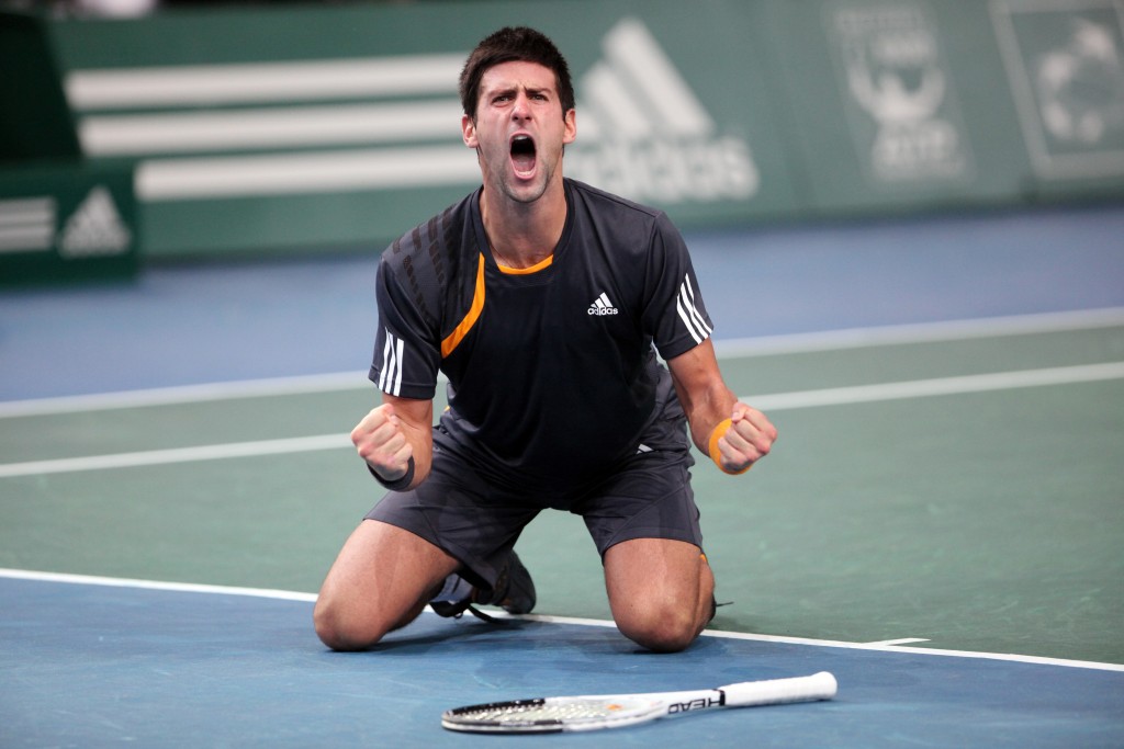 Serbian Novak Djokovic celebrates his vi
