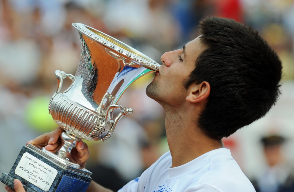 Third seed Serbian Novak Djokovic kisses