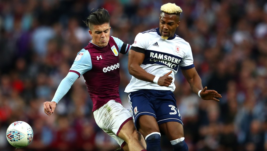 Adama Traore of Middlesbrough (r) is off to Wolves but Jack Grealish of Aston Villa (l) is not going to Spurs 