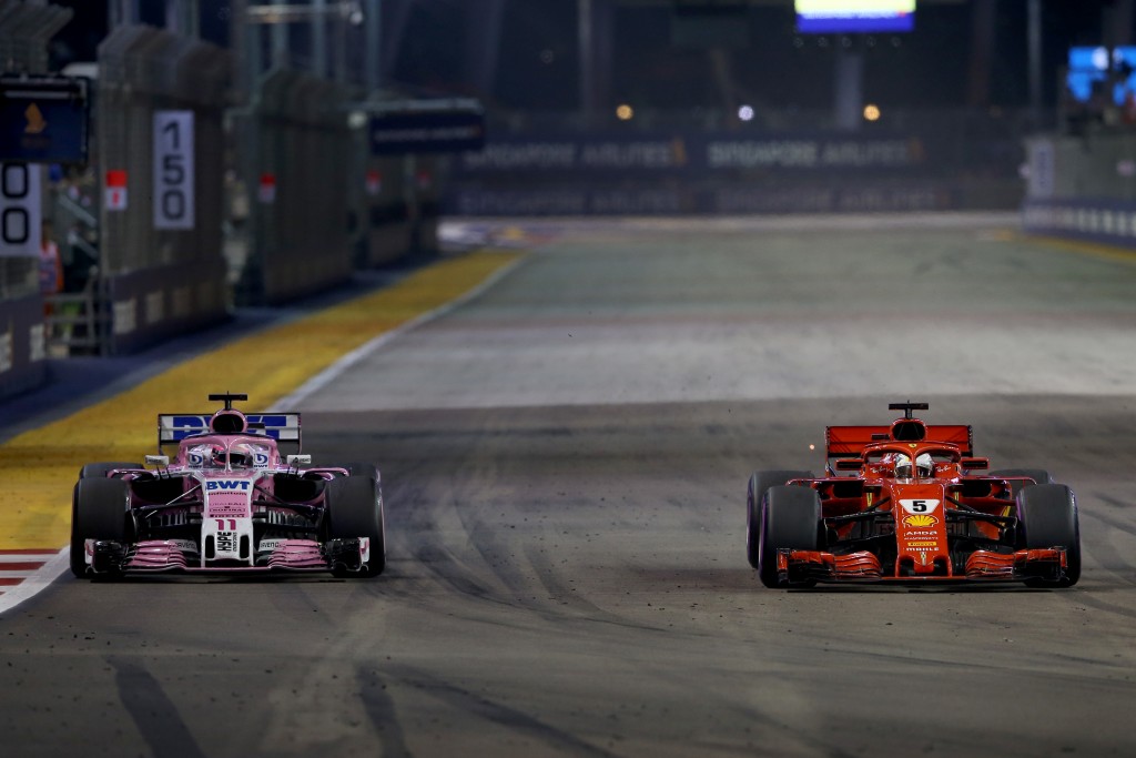Vettel was stuck behind Perez for a long time.