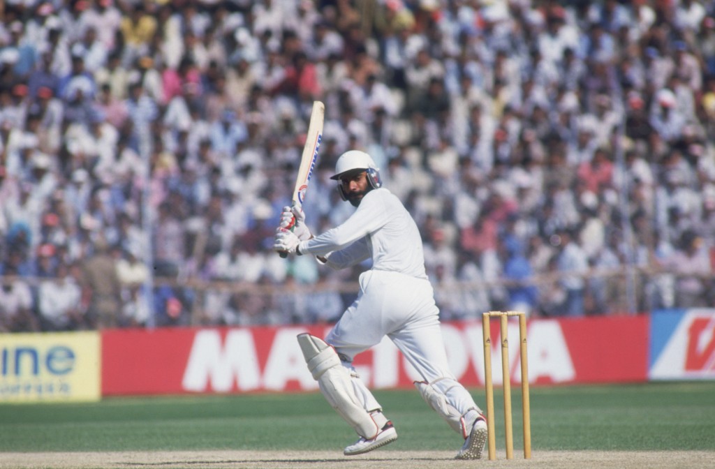 Navjot Sidhu batting for India during a Cricket World Cup first round match against Australia in Delhi, 22nd October 1987. India won the match by 56 runs. (Photo by Adrian Murrell/Getty Images)