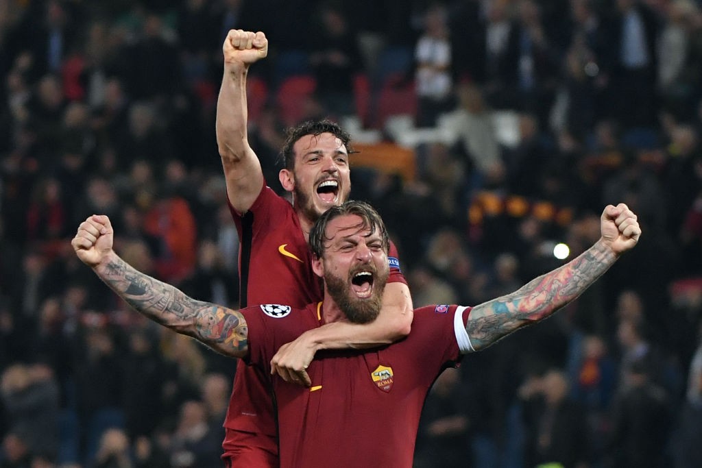 Roma celebrate their famous victory over Barcelona