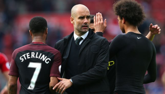 Mentor: Guardiola (c) has had a great effect on Sterling and Sane.