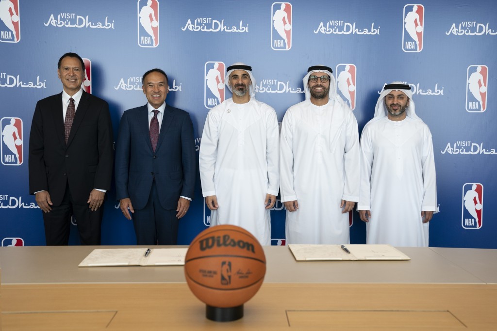 Groundbreaking deal: The announcement was made at the Etihad Arena in Abu Dhabi